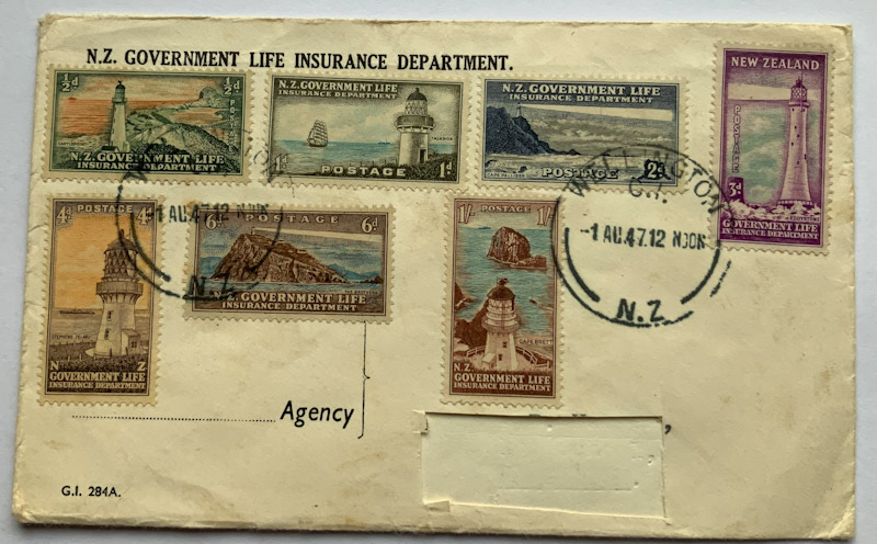 First Day Cover NZ Government lighthouse 1 August 1947